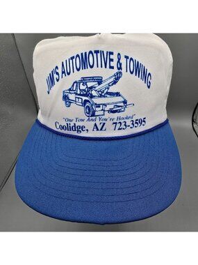 Vintage 80s/90s Jim's Automotive & Towing Coolidge AZ Five Panel Mohr's Hat